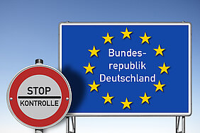 Grenzschild BRD, Stopp, Grenzkontrolle (Symbolbild)
